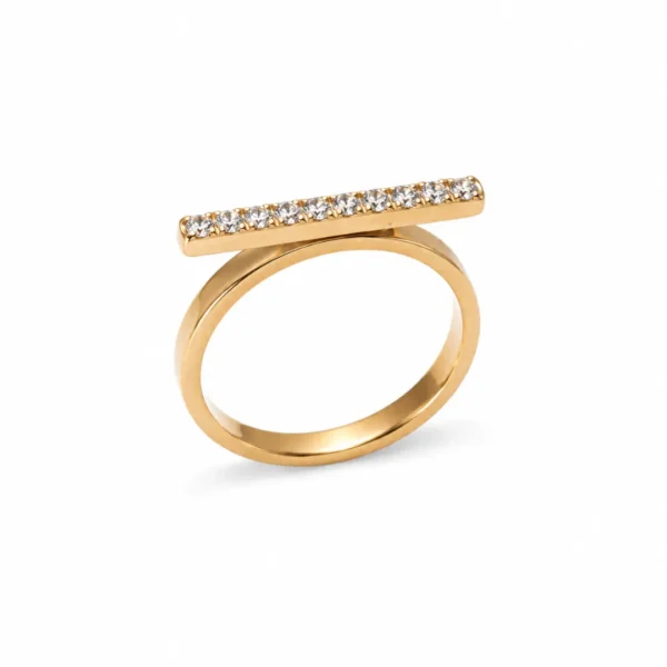 Radiant Gold Horizontal Bar Pave Anti Tarnish Ring Radiant Gold Horizontal Bar Pave Anti Tarnish Ring