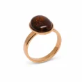 Elegance Statement Gold Ring with Rich Brown Amber Stone - Anti Tarnish Ring