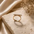 Radiant Gold Horizontal Bar Pave Anti Tarnish Ring